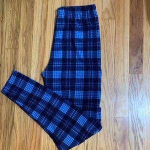 EUC Large Agnes & Dora blue plaid leggings.